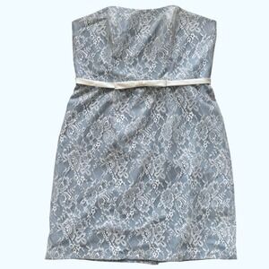 Alfred Angelo Lace Strapless Cocktail Dress Sz 12 Blue